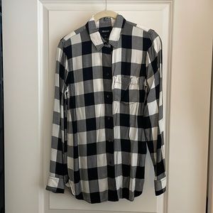 Madewell Black & White Checked Button Down Top
